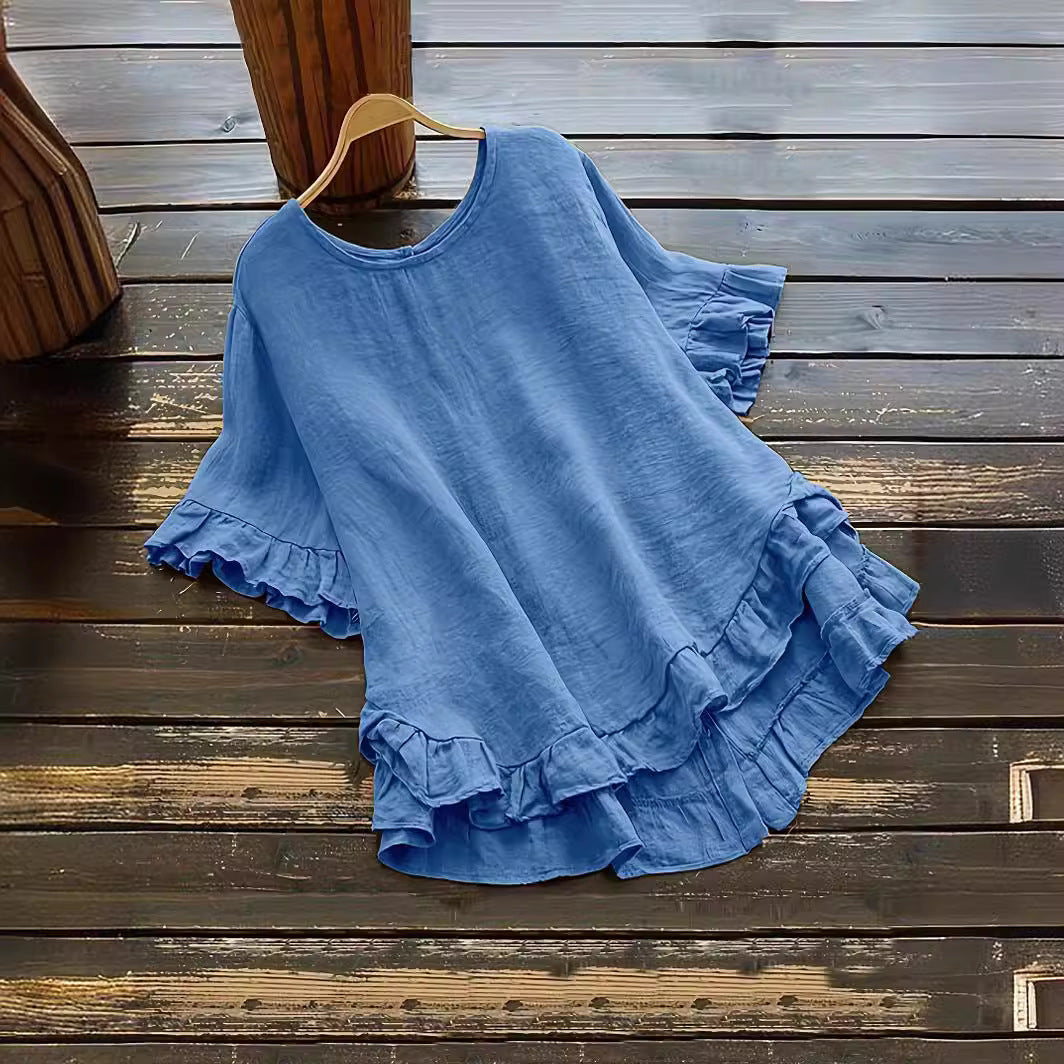 Damen lässiges Oberteil mit Rüschendetails und weit geschnittenem Design