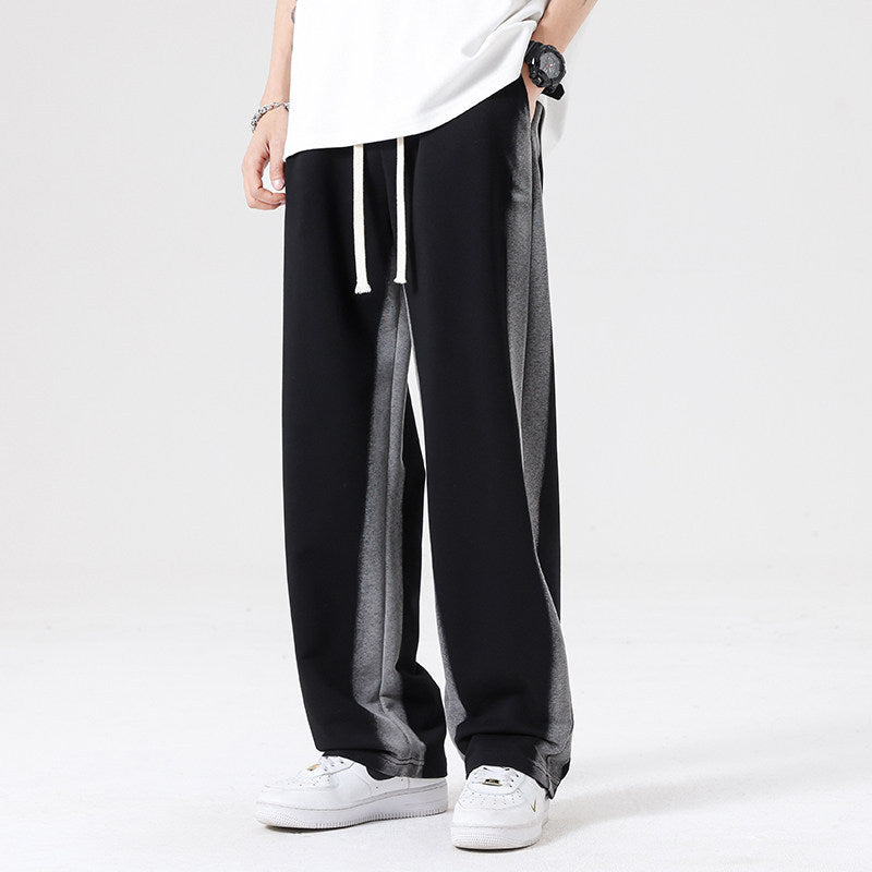 Herren Oversize Trainingshose mit kontrastseitigem Panel, Tunnelzug & geradem Bein Nord Taschen