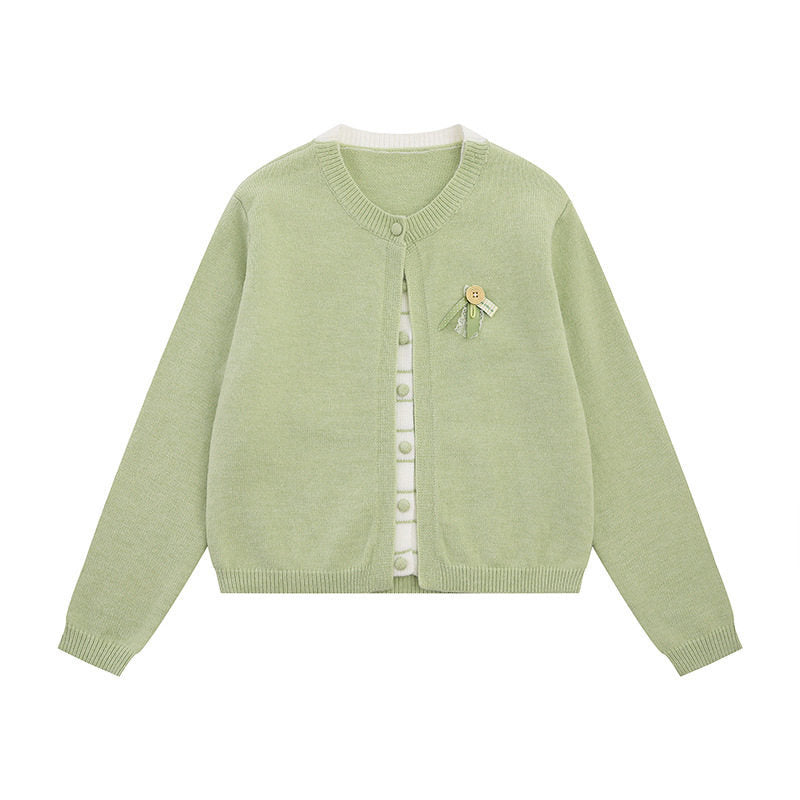 Damen Feinstrick-Cardigan mit Rundhals, verdeckter Knopfleiste und Zierbrosche Nord Taschen