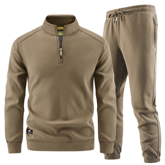 Herren Fleece-Trainingsset mit Stehkragen und Elastikbund Nord Taschen