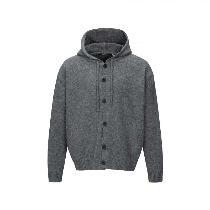 Unisex Grobgestrickter Kapuzencardigan mit durchgehender Knopfleiste und Rippbündchen Nord Taschen