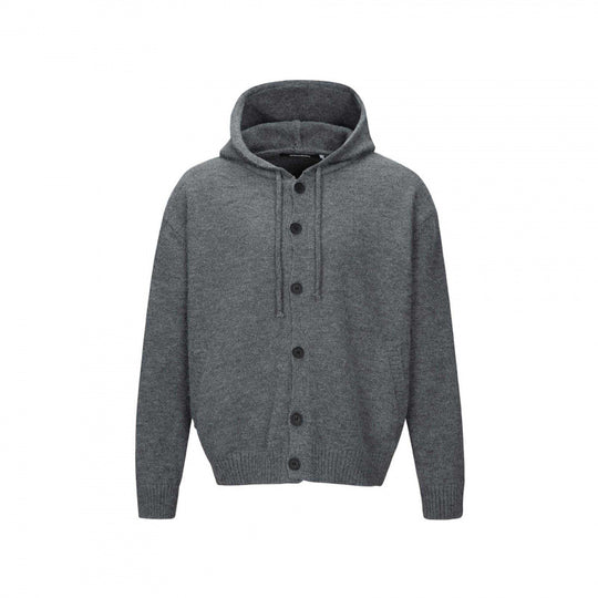 Unisex Grobgestrickter Kapuzencardigan mit durchgehender Knopfleiste und Rippbündchen Nord Taschen
