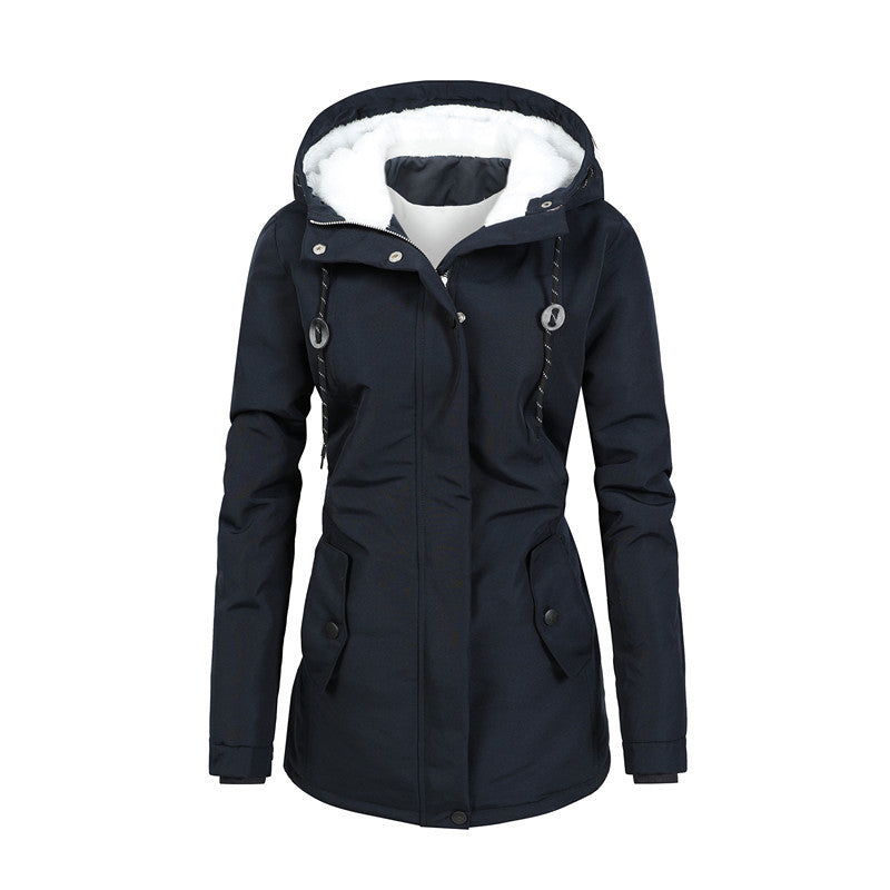 Damen Wasserabweisender Parka mit Teddyfutter, Kapuze und tailliertem Schnitt Nord Taschen