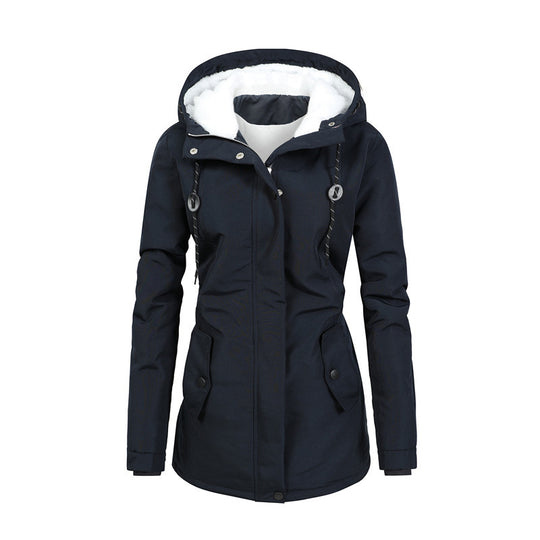 Damen Wasserabweisender Parka mit Teddyfutter, Kapuze und tailliertem Schnitt Nord Taschen