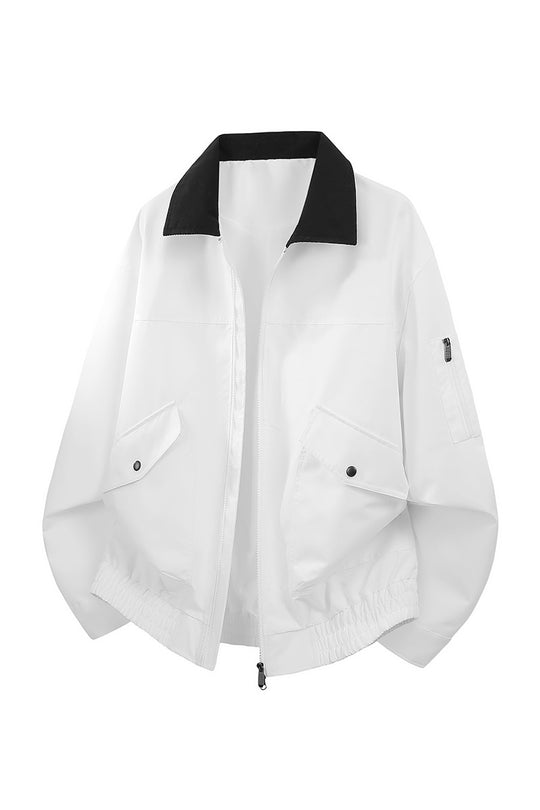 Herren Oversize Bomberjacke im Worker-Stil mit Cordkragen, Pattentaschen und elastischem Saum Nord Taschen