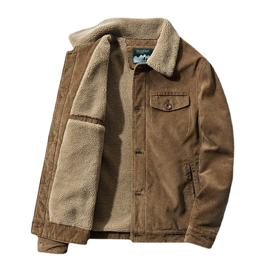 Herren Komfortable Cordjacke mit Teddyfutter Nord Taschen