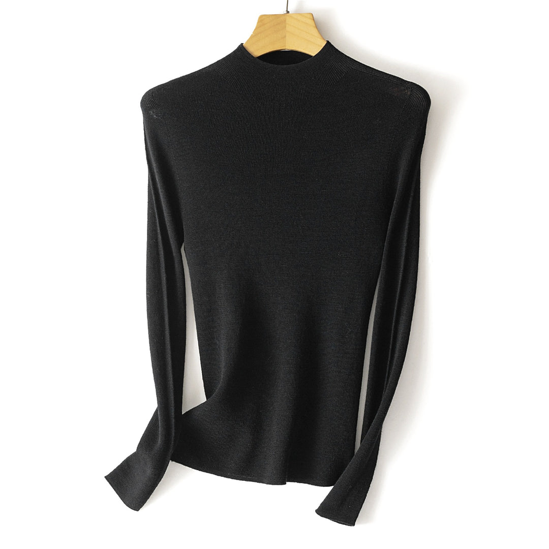Damen Feinstrick-Longsleeve mit kurzem Stehkragen und schlanker Silhouette Nord Taschen
