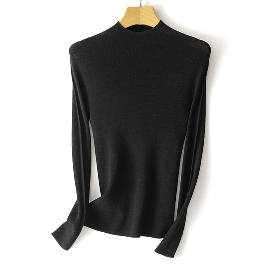 Damen Feinstrick-Longsleeve mit kurzem Stehkragen und schlanker Silhouette Nord Taschen