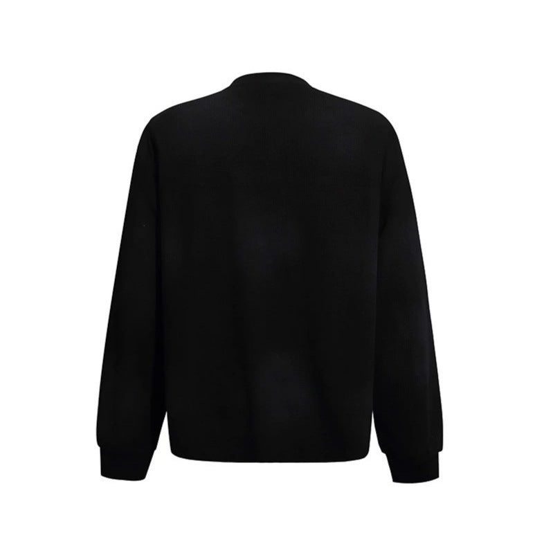 Damen Oversize-Sweatshirt mit Waffelstruktur, Rundhalsausschnitt und Ruinen-Skizzenprint Nord Taschen