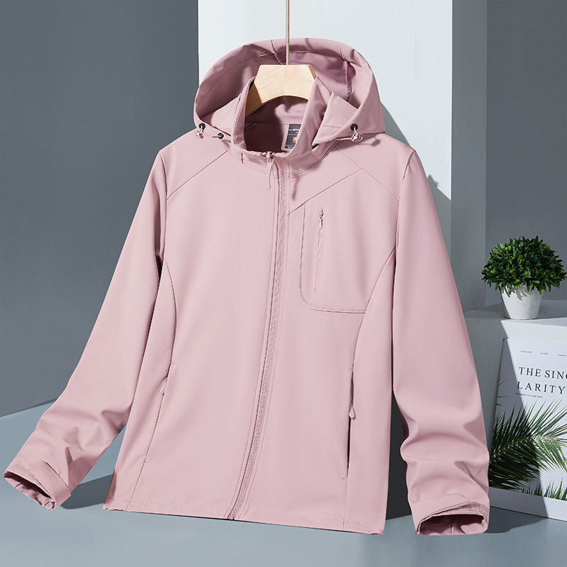 Damen Leichte Softshell-Kapuzenjacke mit wind- und wasserabweisender Membran und Brust-Reißverschlusstasche Nord Taschen