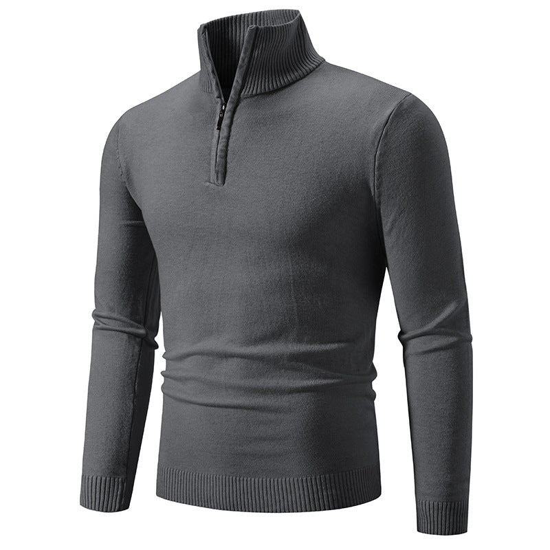 Herren Slim-Fit Halbzip-Mockneck Feinstrickpullover mit geripptem Kragen Nord Taschen