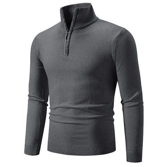 Herren Slim-Fit Halbzip-Mockneck Feinstrickpullover mit geripptem Kragen Nord Taschen