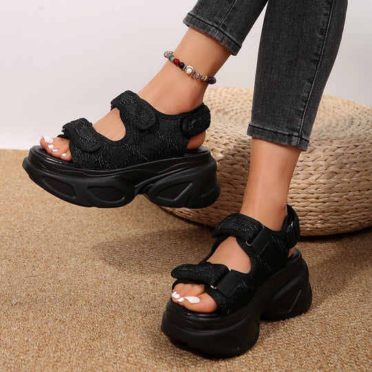 Damen Plateau-Sandalen mit verziertem Riemen und komfortabler Sohle Nord Taschen