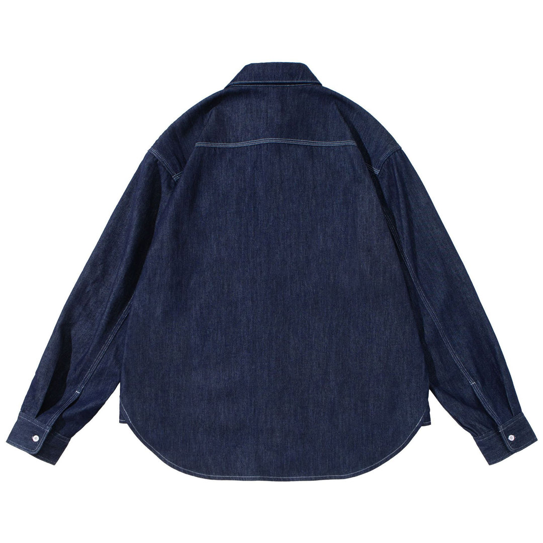Unisex Oversize-Denim-Hemdjacke mit aufgesetzten Brusttaschen Nord Taschen