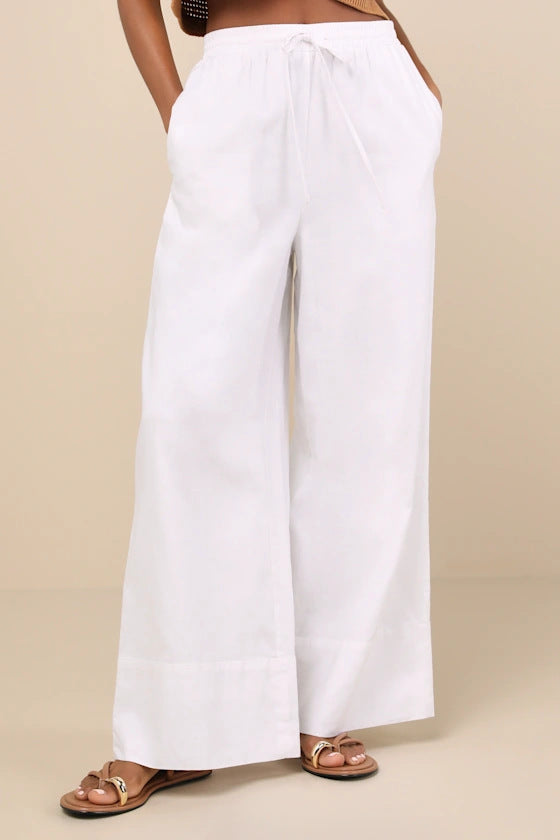 Damen Luftige und bequeme Leinenhose Nord Taschen