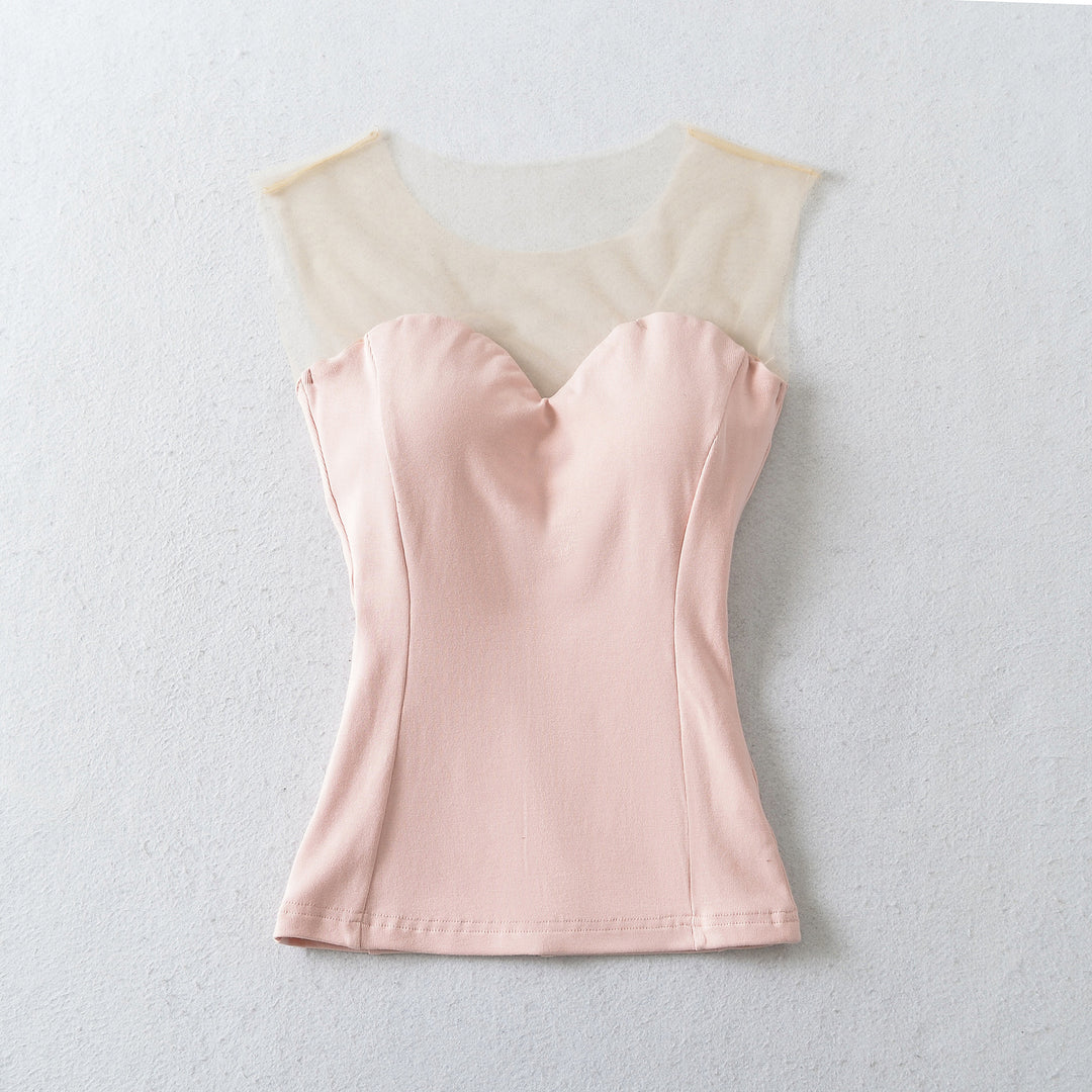 Damen Zweiteiliges Feinstrick-Top-Set mit Mesh-Einsatz und offenem Cardigan Nord Taschen