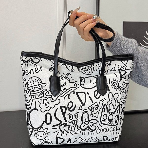 Damen kreative Handtasche mit verspieltem Comic-Druck Nord Taschen