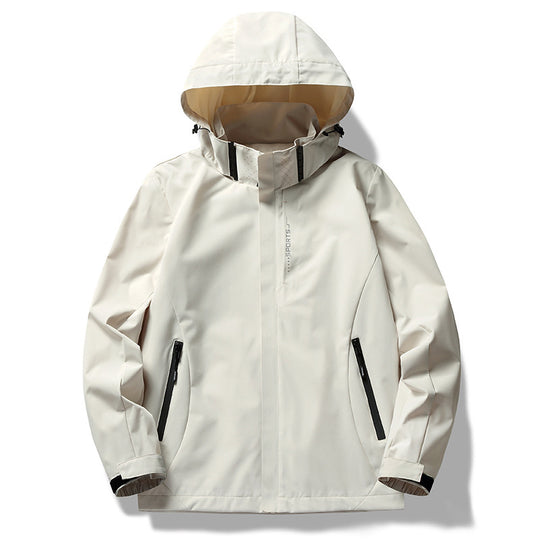 Herren technische Softshell Regenjacke mit Kapuze, wind- und wasserabweisender Membran und verdeckten Reißverschlüssen Nord Taschen