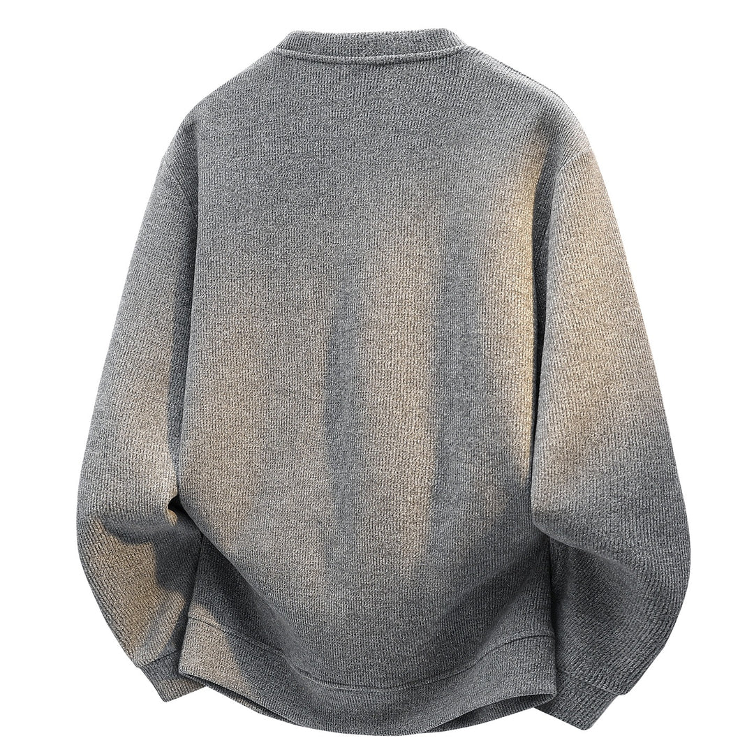 Herren Oversize Strukturierter Henley-Strickpullover mit dreifacher Knopfleiste Nord Taschen