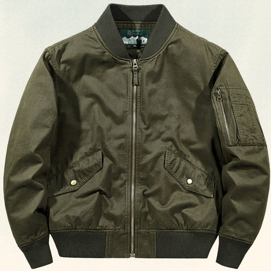 Herren Robuste Canvas-Bomberjacke im Pilotenstil mit Ärmeltasche und geripptem Saum Nord Taschen