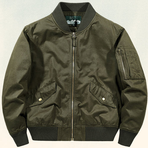Herren Robuste Canvas-Bomberjacke im Pilotenstil mit Ärmeltasche und geripptem Saum Nord Taschen