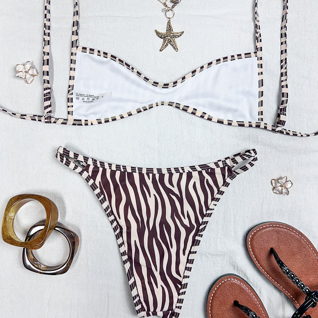 Damen Triangel-Bikini mit sexy Netzdetail und floralem Muster Nord Taschen