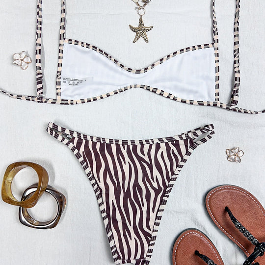 Damen Triangel-Bikini mit sexy Netzdetail und floralem Muster Nord Taschen