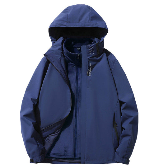Herren Dreilagige wasserdichte Outdoor-Softshelljacke mit abnehmbarer Fleece-Innenjacke Nord Taschen