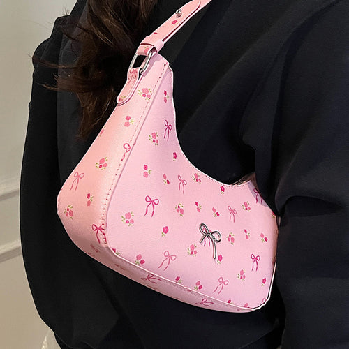 Damen Umhängetasche mit floralen Applikationen und verspieltem Schleifenverschluss Nord Taschen