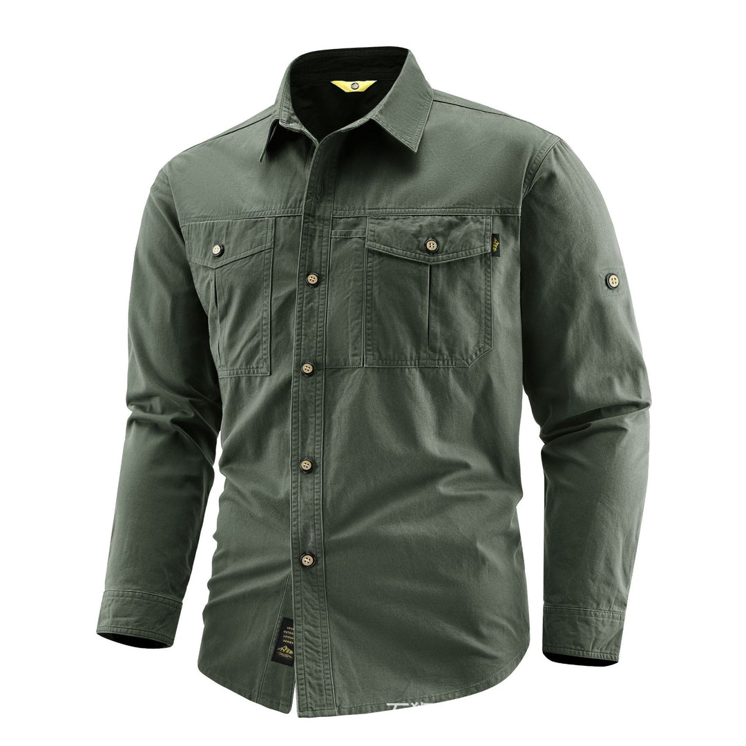 Herren Canvas-Overshirt im Field‑Style mit Brustklappen und durchgehender Knopfleiste Nord Taschen