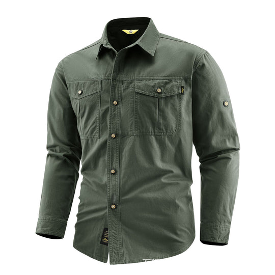 Herren Canvas-Overshirt im Field‑Style mit Brustklappen und durchgehender Knopfleiste Nord Taschen