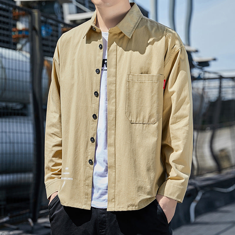 Herren Oversized-Hemdjacke im Casual-Worker-Stil mit Brusttasche und durchgehender Knopfleiste Nord Taschen