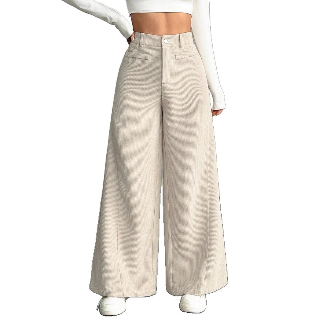 Damen Elegant und hoch taillierte Plisseehose Nord Taschen
