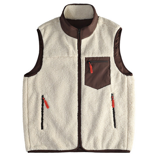 Herren Sherpa-Fleeceweste mit Stehkragen, Reißverschluss- und Brusttasche Nord Taschen