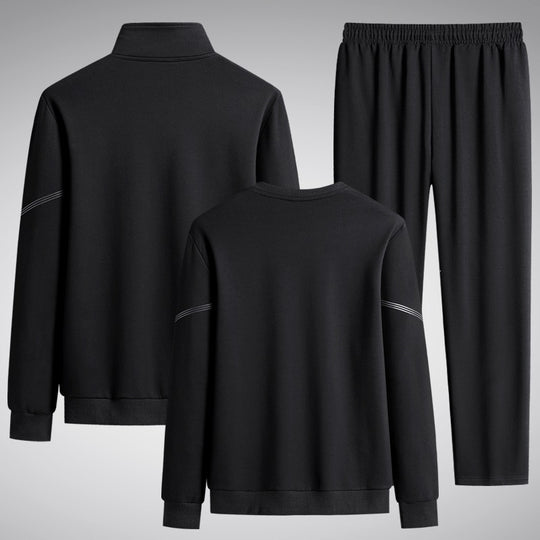 Herren Dreiteiliges Performance-Trainingsset mit Stehkragen-Zipjacke, Rundhals-Sweater & tapered Jogginghose Nord Taschen