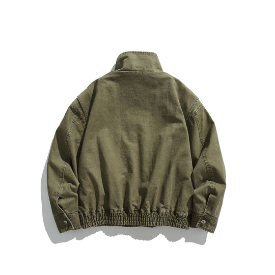 Unisex Kurzblouson im Vintage-Canvas mit hohem Stehkragen und Utility‑Taschen Nord Taschen