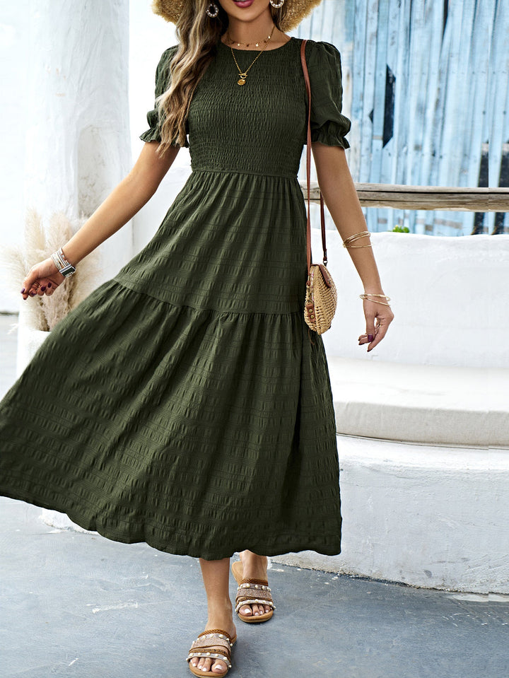 Damen Midikleid mit elastischem Taillenbund und schwingendem Rock