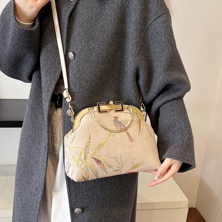 Damen elegante Handtasche mit kunstvoller Vogel-Stickerei Nord Taschen