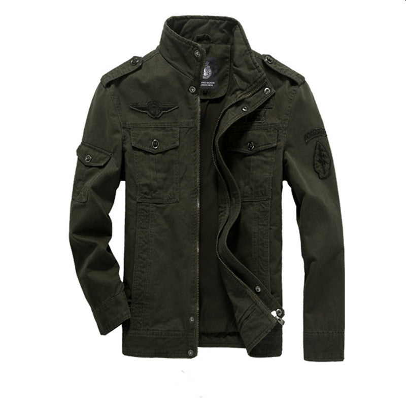 Herren Canvas-Fieldjacke im Military-Utility-Stil mit Stehkragen, Epauletten und Multifunktionstaschen Nord Taschen