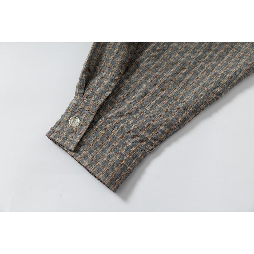 Herren Leichtes Karo-Overshirt aus Baumwollmischung mit geradem Saum und aufgesetzter Brusttasche Nord Taschen
