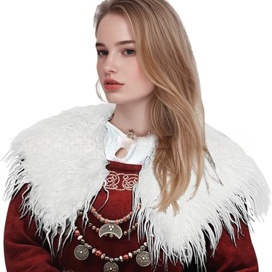 Damen Federbesetzte Schulterstola im Capelet‑Stil mit weichem Kunstfellkragen Nord Taschen