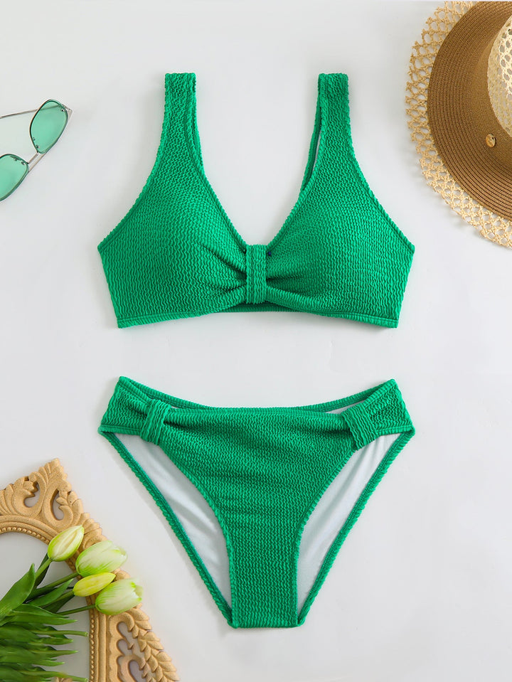 Damen Zweiteiliger Bikini mit verspieltem Wellenmuster