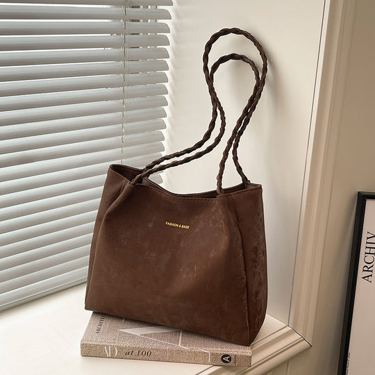 Damen Tragetasche aus luxuriösem Kunstleder mit geflochtenen Griffen Nord Taschen