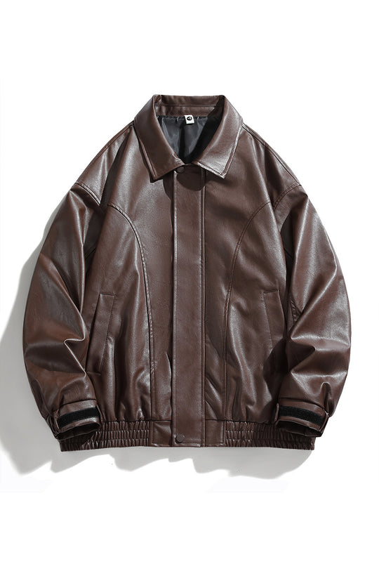 Herren lässige Kunstlederjacke mit elastischem Bund Fudus Avellé