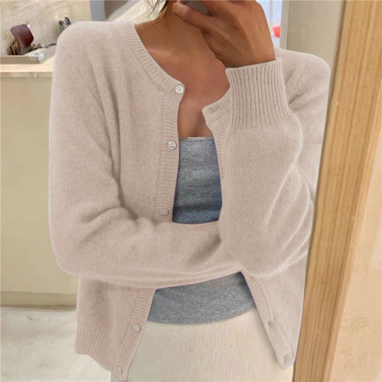 Damen weicher Strickcardigan mit dekorativen Knöpfen und raffinierter Maschenstruktur