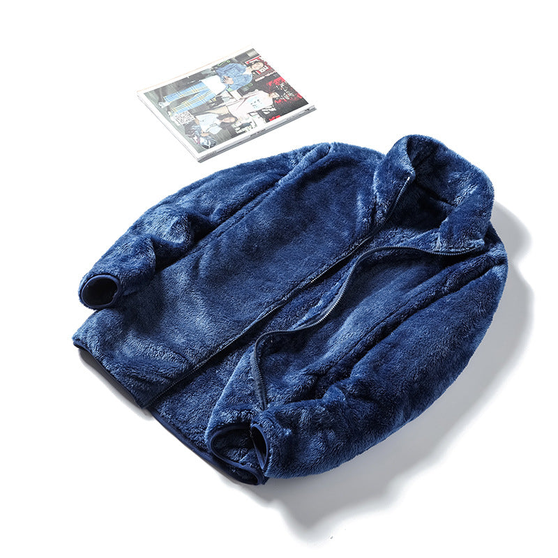 Damen Kuschelige Teddy-Fleecejacke im Oversize-Style mit Stehkragen und Reißverschluss Nord Taschen