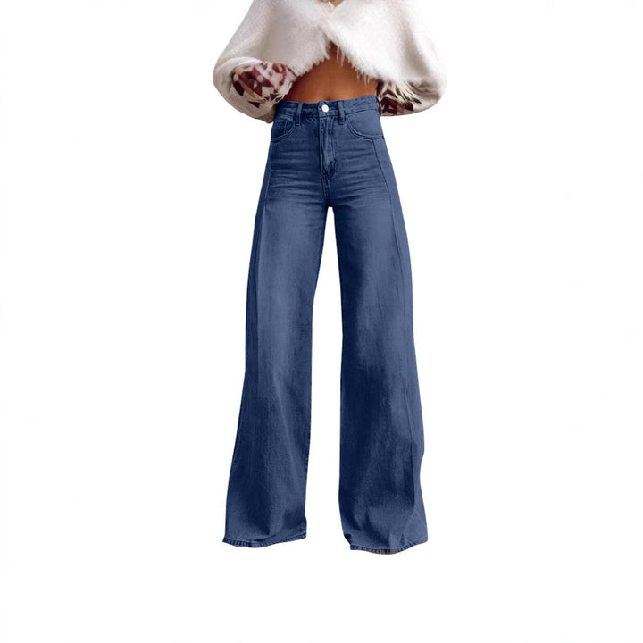 Damen hochgeschnittene Schlagjeans mit extra weitem Bein, figurstreckender Passform und dezenter Vintage-Waschung Nord Taschen