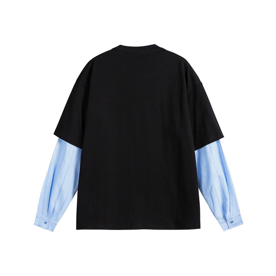 Damen Lagenlook T-Shirt mit eingearbeiteten Hemdärmeln und oversized Print Nord Taschen