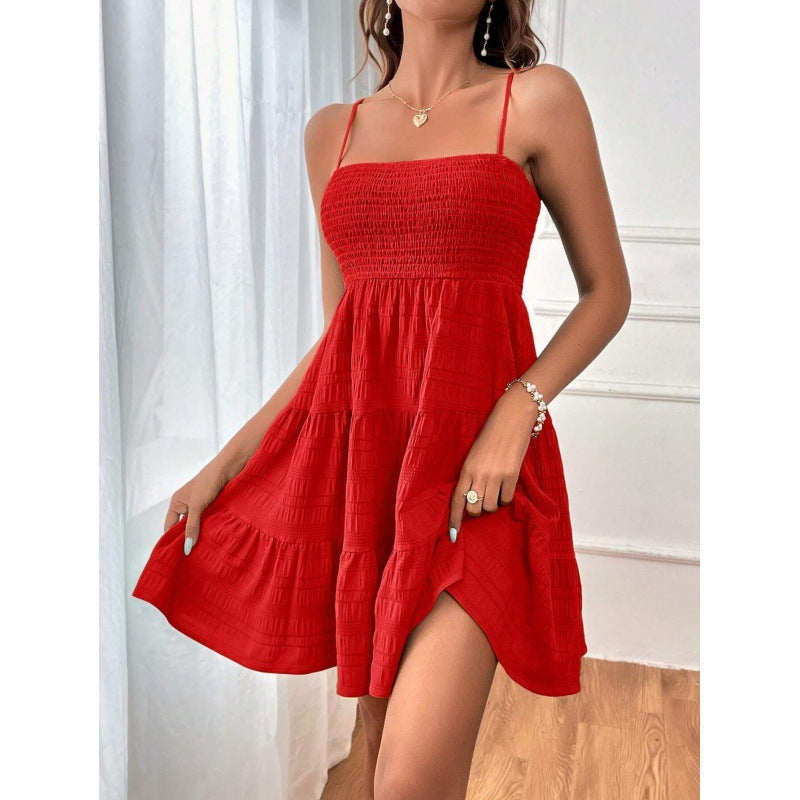 Damen luftiges Sommerkleid mit legerem Schnitt und eleganten Spaghetti-Trägern