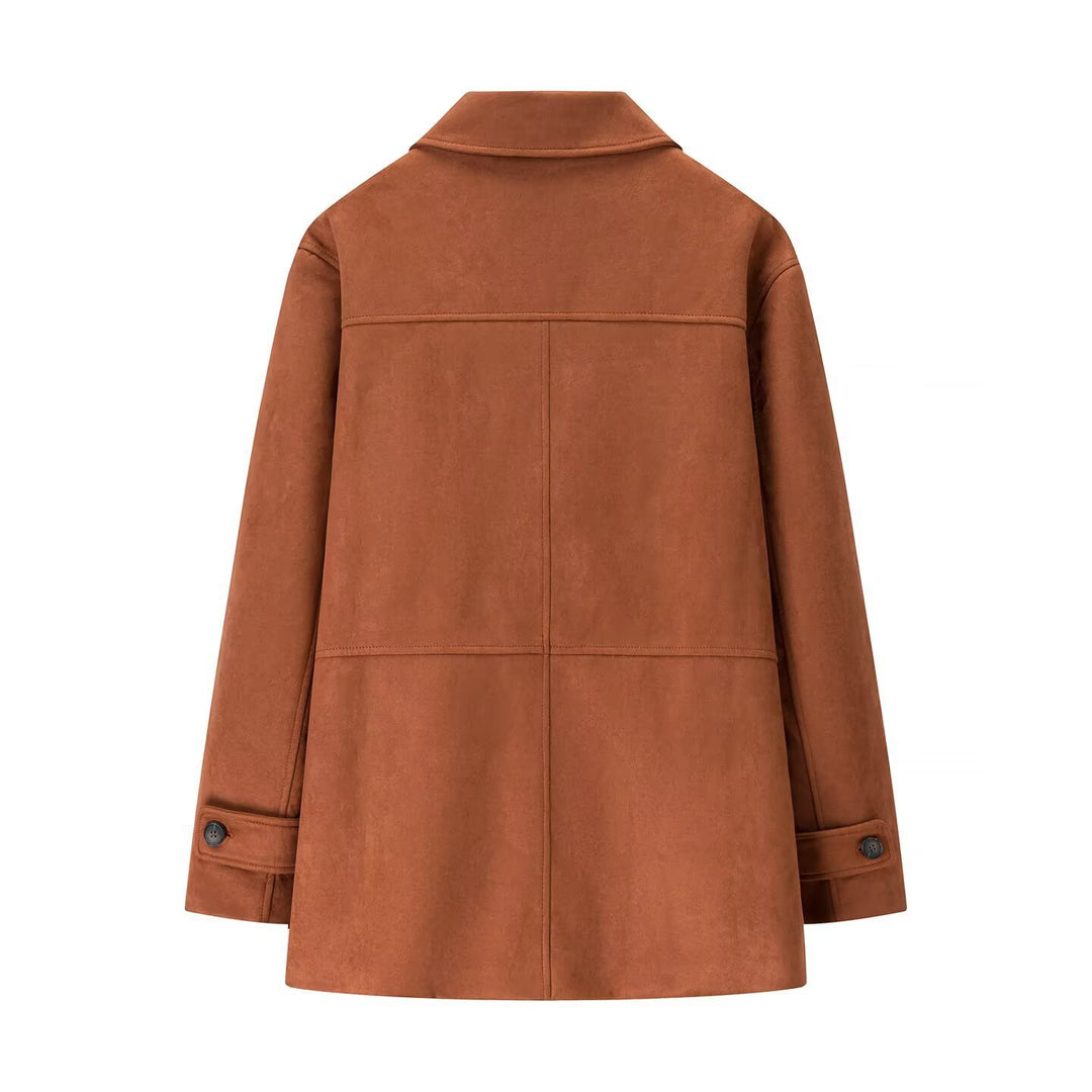 Damen Midilanger Veloursoptik-Mantel Nord Taschen